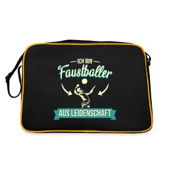 Faustball Fistball Sport Faustballer Spruch - Retro Tasche - Schwarz/Gold - Hinten