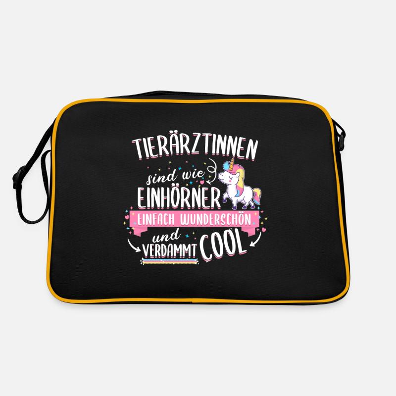 Tierarzt Tierärztin Tiere Einhorn Beruf Spruch Retro Tasche