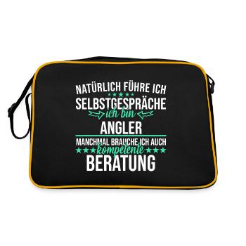 Angler Angeln Fischer Fischen Angelsport Spruch - Retro Tasche - Schwarz/Gold - Hinten
