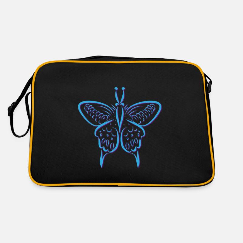 Schmetterling - Retro Tasche - Schwarz/Gold