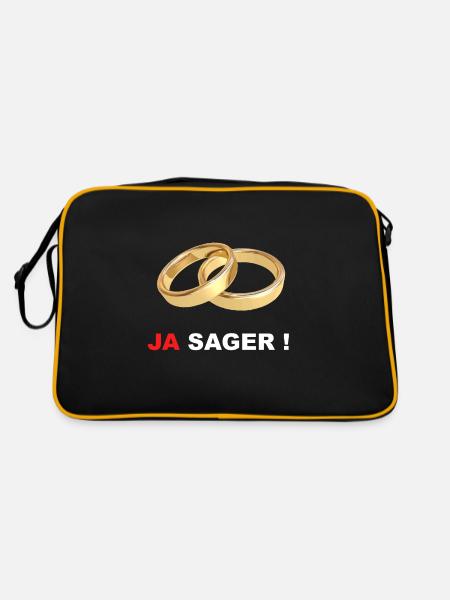 JA sager Heiraten Eheringe - Retro Tasche - Schwarz/Gold - Hinten