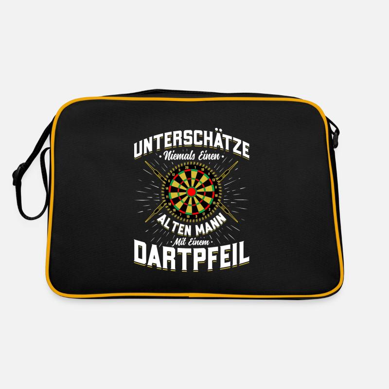 Dart alter Mann - Retro Tasche - Schwarz/Gold