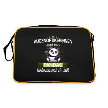 Optiker Optikerin Augenoptiker Beruf Spruch - Retro Tasche - Schwarz/Gold - Hinten