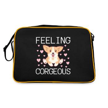 Feeling Corgeous - Cute Corgi Dog Kawaii - Retro Bag - black/gold - Back
