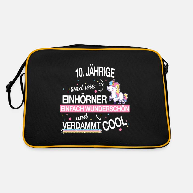 Geburtstag 10 Geburtstag Einhorn Spruch Party - Retro Tasche - Schwarz/Gold