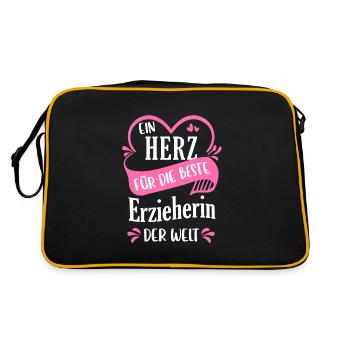 Erzieher Erzieherin Kindergärtner Spruch Beruf - Retro Tasche - Schwarz/Gold - Hinten