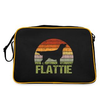 Flat Coated Retriever Vintage Retro - Retro Tasche - Schwarz/Gold - Hinten