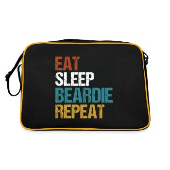 Bearded Collie Beardie Eat Sleep Saying Vintage - Retro Bag - black/gold - Back