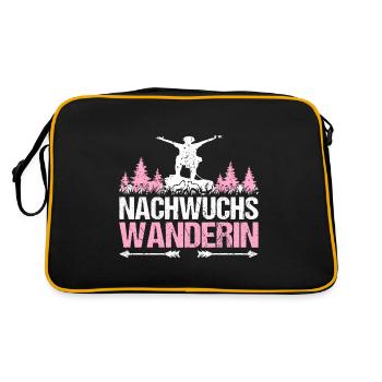 Nachwuchs Wanderin Wandern Baby Mädchen Kinder - Retro Tasche - Schwarz/Gold - Hinten