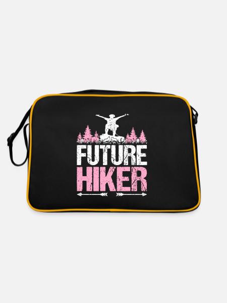 Future Hiker Wandern Baby Mädchen Kinder Geschenk - Retro Tasche - Schwarz/Gold - Hinten