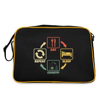 Chemie Studium Student Studentin Eat Sleep Spruch - Retro Tasche - Schwarz/Gold - Hinten