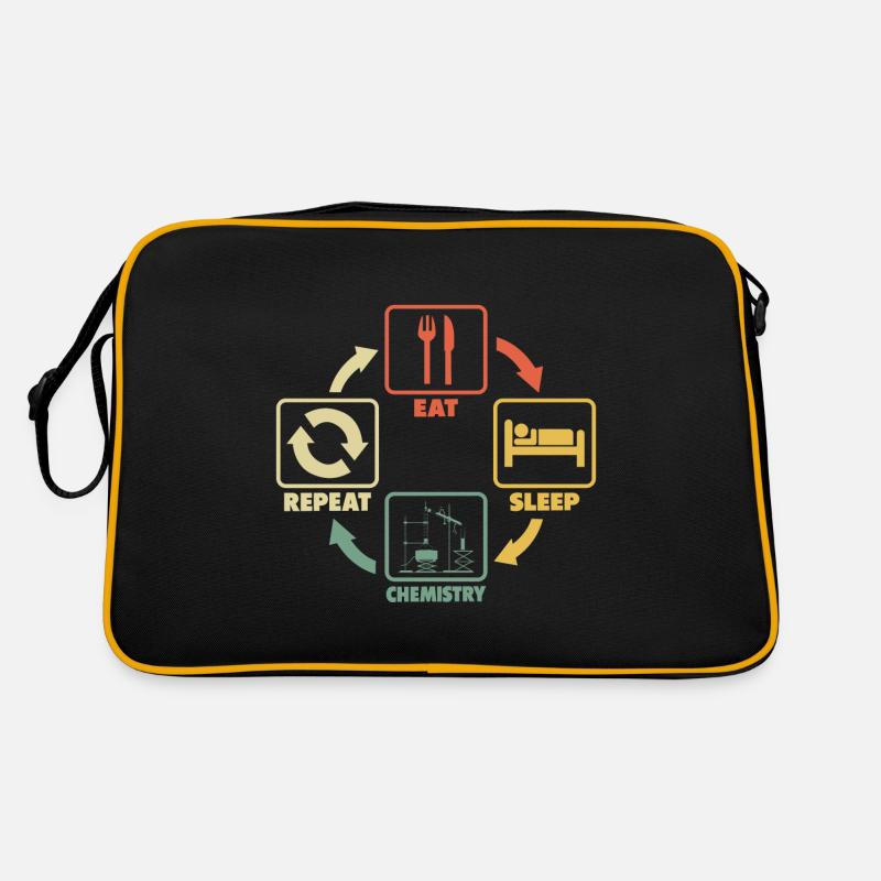 Chemie Studium Student Studentin Eat Sleep Spruch Retro Tasche