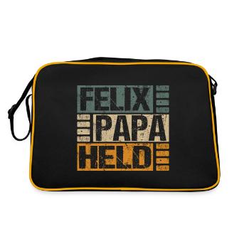 Felix Mann Papa Vorname Baby Lustig Spruch - Retro Tasche - Schwarz/Gold - Hinten