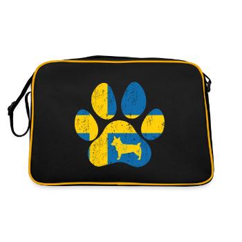 Swedish Vallhund Västgötaspets Hundepfote Flagge - Retro Tasche - Schwarz/Gold - Hinten