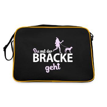 Schwarzwildbracke Slovenský Kopov Mama geht spruch - Retro Tasche - Schwarz/Gold - Hinten