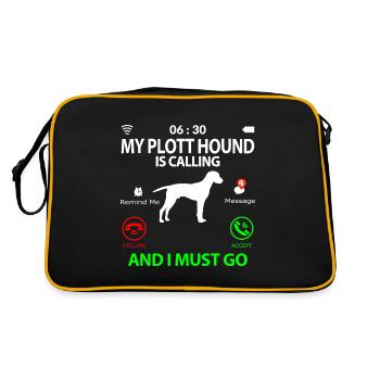 Plott Hound Plotthound Spruch Lustig Sprüche - Retro Tasche - Schwarz/Gold - Hinten