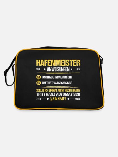 Hafenmeister Hafen Betriebsleiter Anwweisungen - Retro Tasche - Schwarz/Gold - Hinten