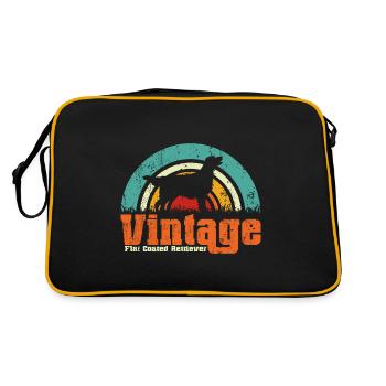 Flat Coated Retriever Hund Vintage - Retro Tasche - Schwarz/Gold - Hinten