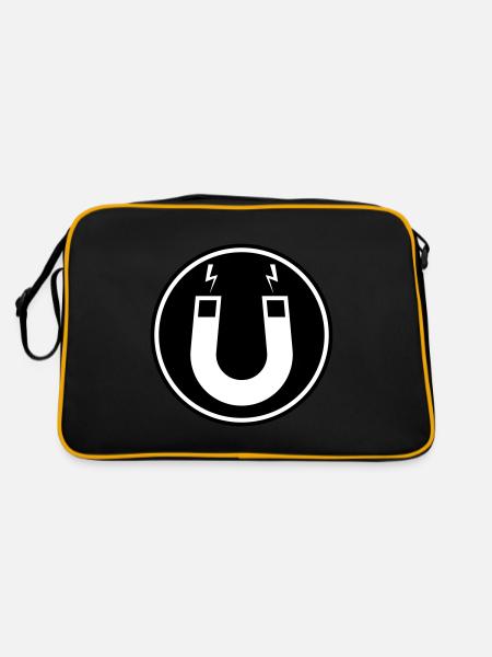 Hufeisen magnet - Retro Tasche - Schwarz/Gold - Hinten