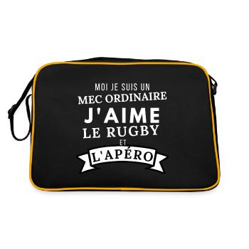 Mec ordinaire j'aime le rugby et l'apéro - Sac Retro - noir/or - Dos