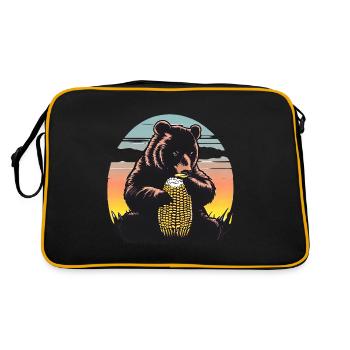 Corn cob bear in sunset - Retro Bag - black/gold - Back