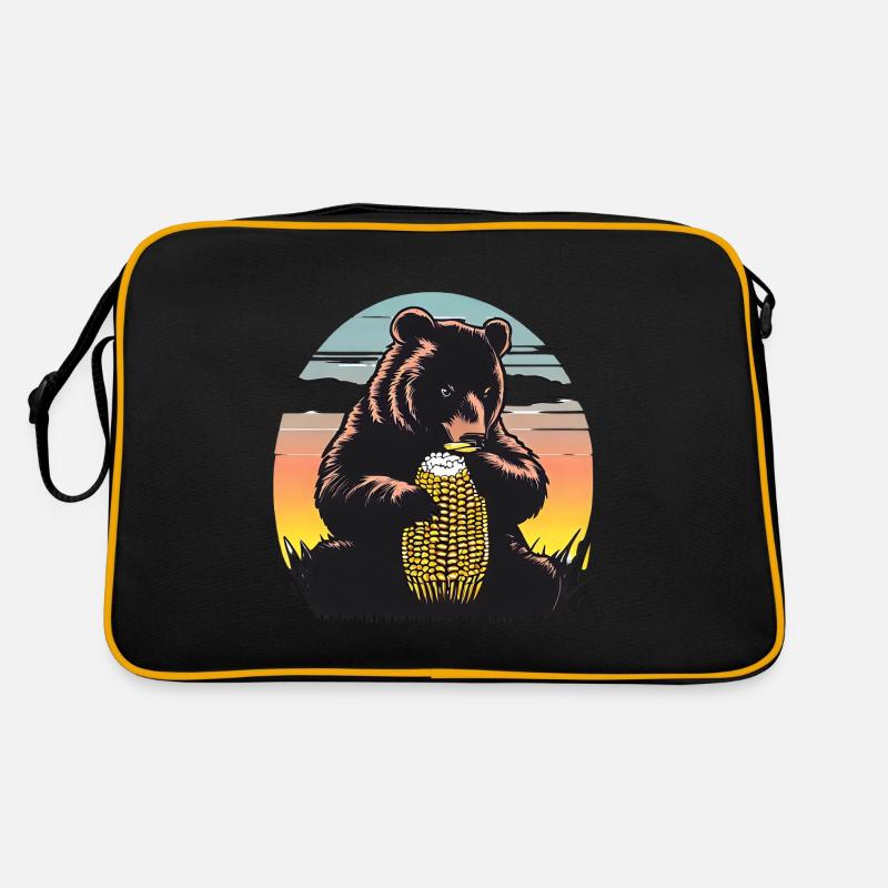 Corn cob bear in sunset Retro Bag