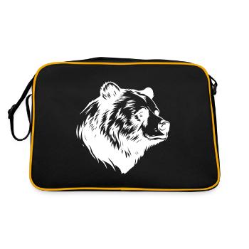 Bear Grizzly Animal - Retro Bag - black/gold - Back