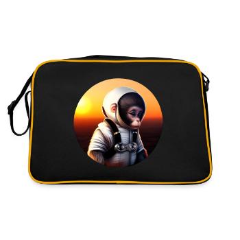 Affe Astronaut - Retro Tasche - Schwarz/Gold - Hinten