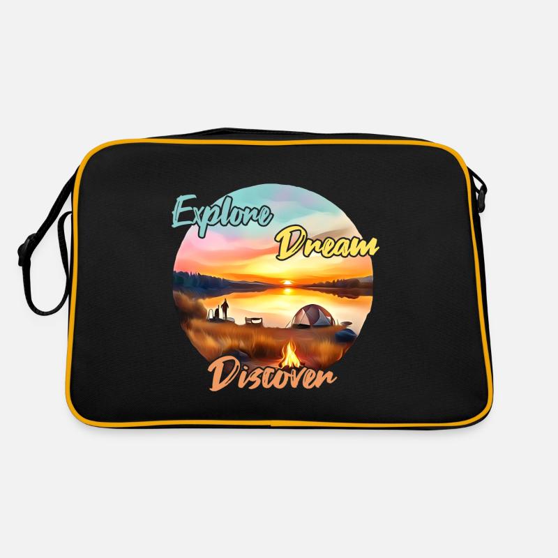 Camping Abenteuer Explore Dream Discover Retro Tasche