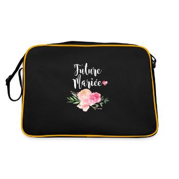 Future mariée, bouquet de fleurs et petit cœur - Sac Retro - noir/or - Dos