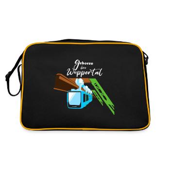 Geboren in Wuppertal Schwebebahn Wupper Design - Retro Tasche - Schwarz/Gold - Hinten