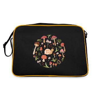 Herbst schnecke & Pilze (rund) - Retro Tasche - Schwarz/Gold - Hinten