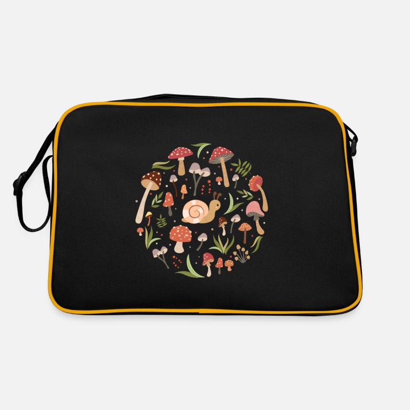 Escargot d’automne &Champignons (Ronde) Sac Retro