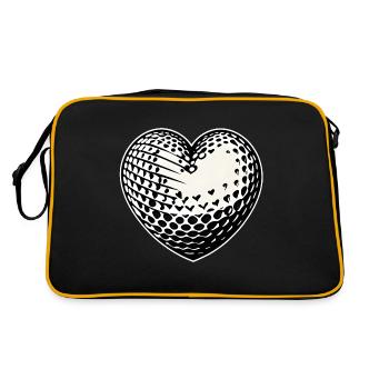 Ich liebe Golf Herz - Retro Tasche - Schwarz/Gold - Hinten