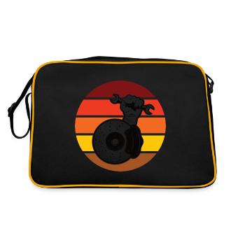 Auto Mechaniker Werkstatt Benziner Ottomotor Motor - Retro Tasche - Schwarz/Gold - Hinten