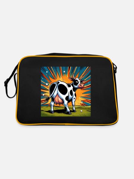 Cow from behind - Retro Bag - black/gold - Back