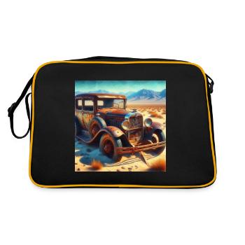 Vintage car wreck in the desert - Retro Bag - black/gold - Back