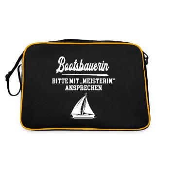 Bootsbauerin Meisterin Bootsbaumeisterin Bootsbau - Retro Tasche - Schwarz/Gold - Hinten