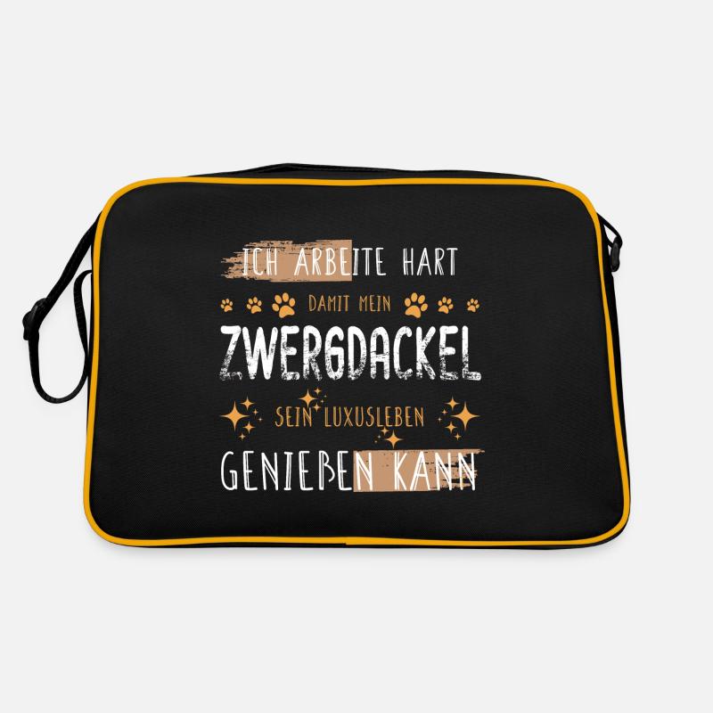 Retro Arbeite Hart Zwergdackel Dackel Luxusleben Retro Tasche