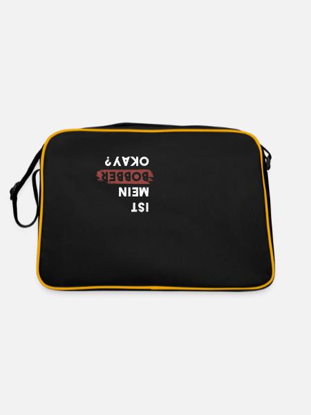 Ist Mein Bobber Okay Motorradfahrer Biker Motorrad - Retro Tasche - Schwarz/Gold - Hinten