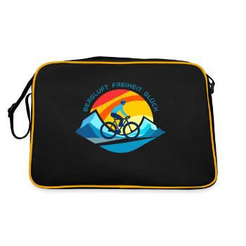 Bergluft - Freiheit - Glück - Retro Tasche - Schwarz/Gold - Hinten