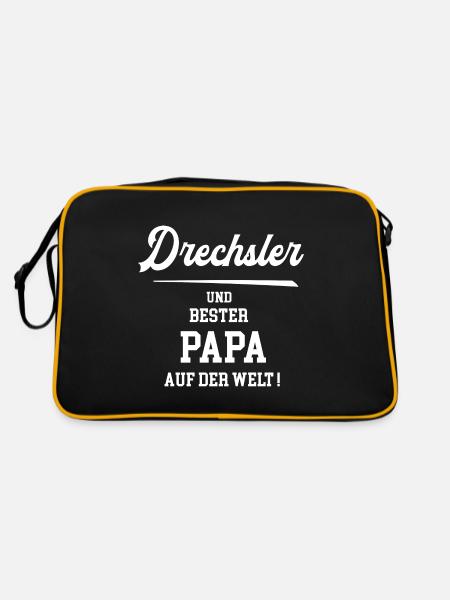 Drechsler Bester Papa Vatertag Geburtstag Jubiläum - Retro Tasche - Schwarz/Gold - Hinten