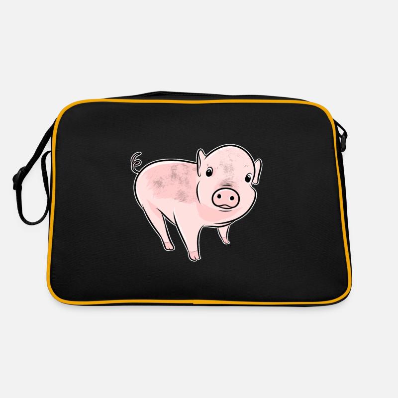 süßes Ferkel Schwein Vegan Retro Tasche