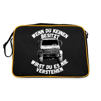 Unimog , Nutzfahrzeug, Lkw, Unimog 406, Traktor - Retro Tasche - Schwarz/Gold - Hinten