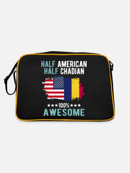 Half American Half Chadian - Retro Bag - black/gold - Back