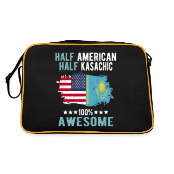 Halb Amerikaner Halb Kasache - Retro Tasche - Schwarz/Gold - Hinten