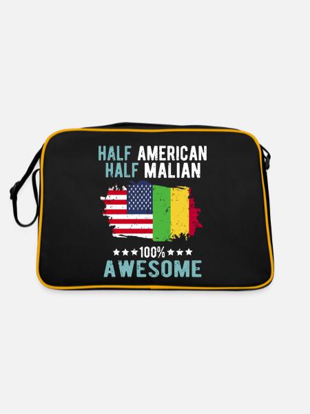 Halb Amerikaner Halb Malier - Retro Tasche - Schwarz/Gold - Hinten