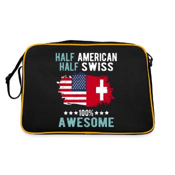 Halb Amerikaner Halb Schweizer - Retro Tasche - Schwarz/Gold - Hinten