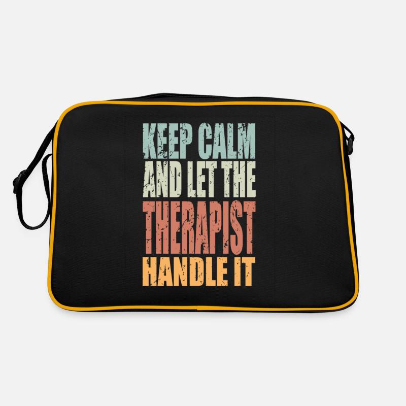 Keep Calm Therapeut Spruch Therapeut Geschenk - Retro Tasche - Schwarz/Gold