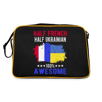 Halb Franzose Halb Ukrainer - Retro Tasche - Schwarz/Gold - Hinten